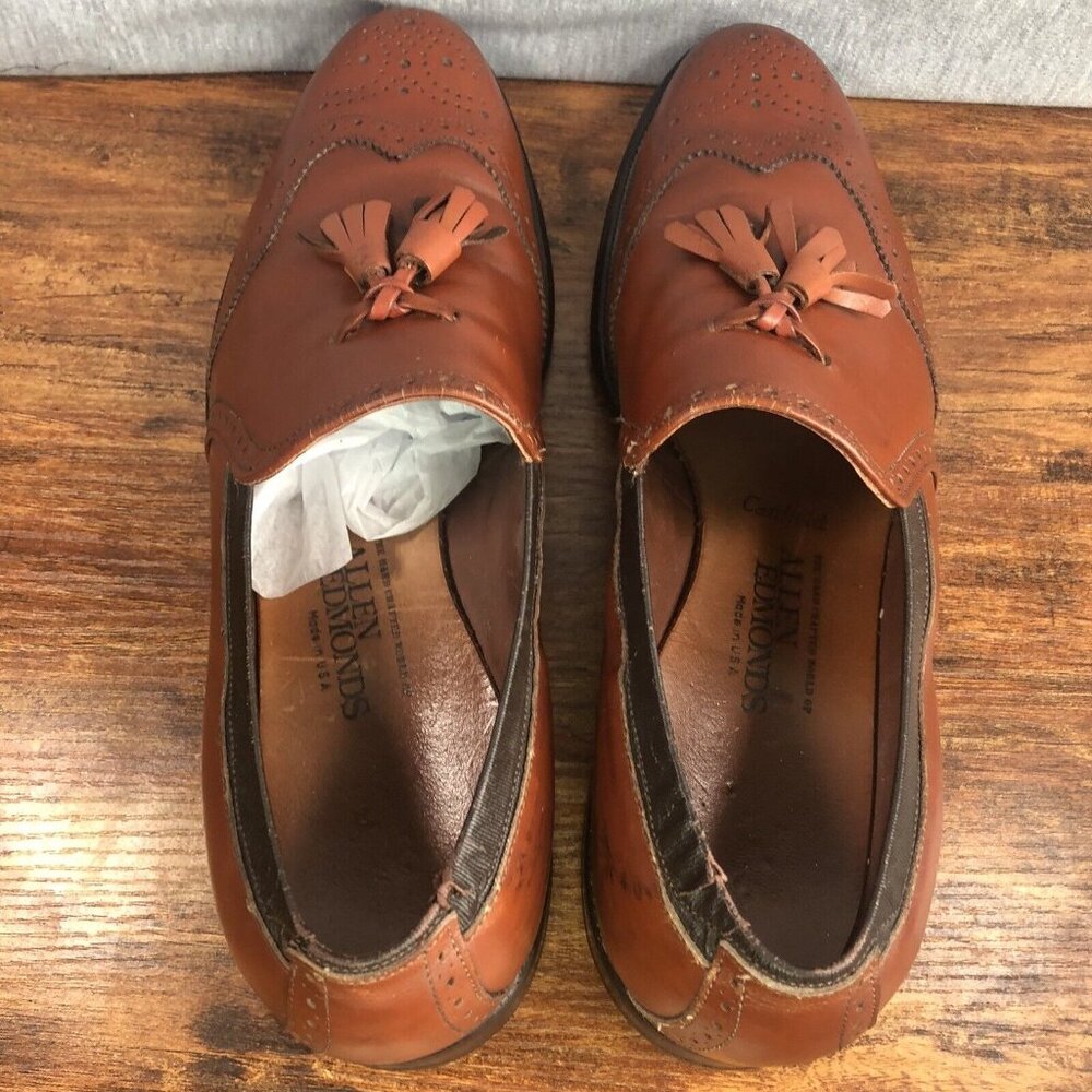 Allen Edmonds Canfield Leather Brown Semi Brogue Oxford Dress Shoes Size‎ 10 B - Picture 4 of 11